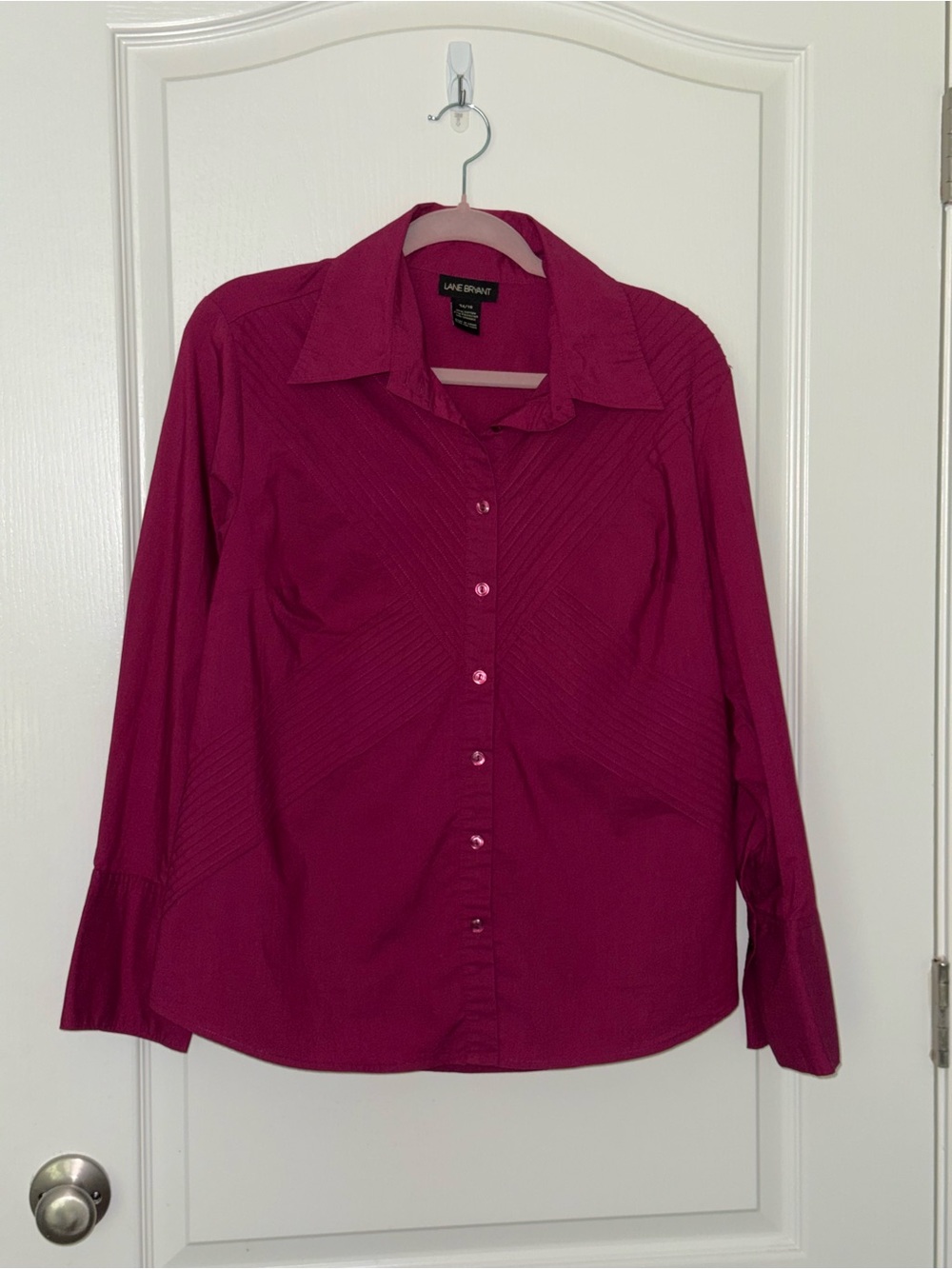 Lane Bryant Dark Magenta Button-Down Shirt